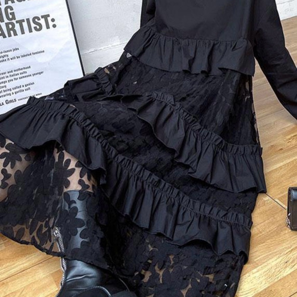 & Other Stories- Black lace boho elegant dress